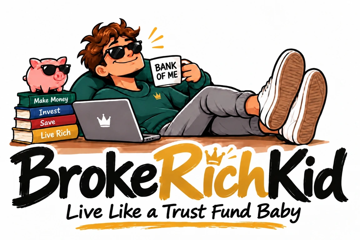 Original illustrated BrokeRichKid logo and mascot